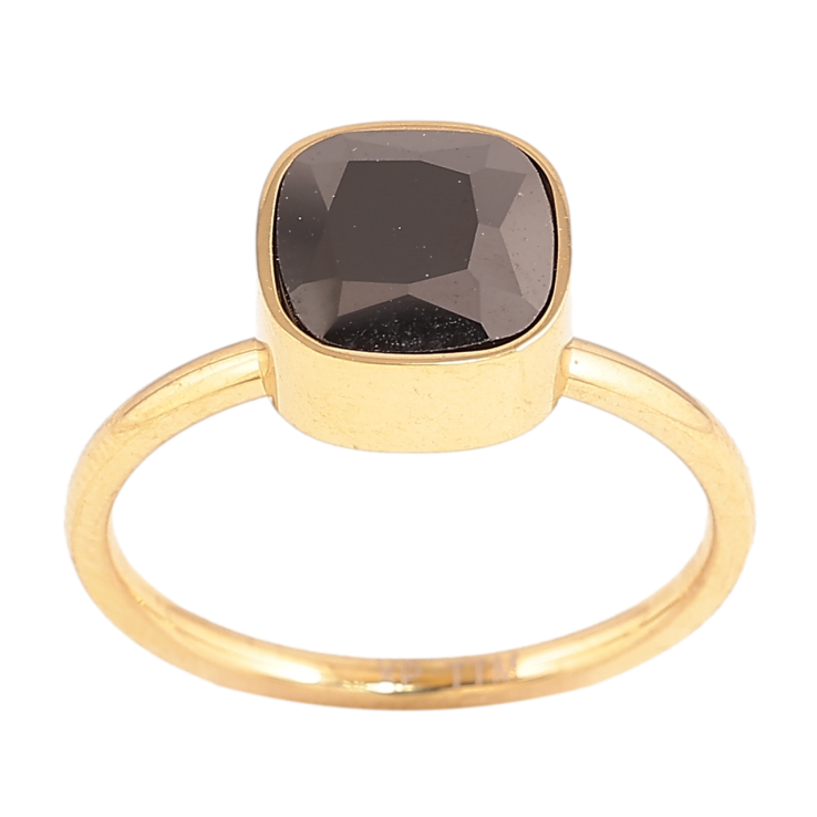 Каблучка Xuping TTM Stainless Steel Колір 14К «Чорний кристал, 9х9мм» фото №18