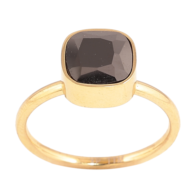 Каблучка Xuping TTM Stainless Steel Колір 14К «Чорний кристал, 9х9мм» фото №1