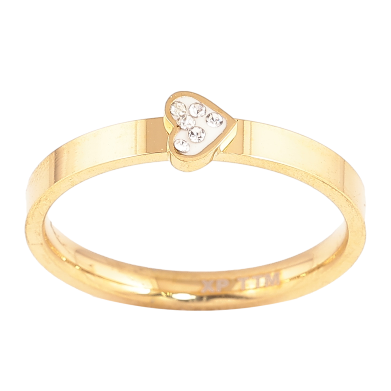 Кольцо Xuping TTM Stainless Steel Цвет 14К Сердечко с кристаллами фото №1