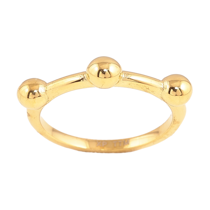 Каблучка Xuping TTM Stainless Steel Колір 14К «Три кульки» фото №14