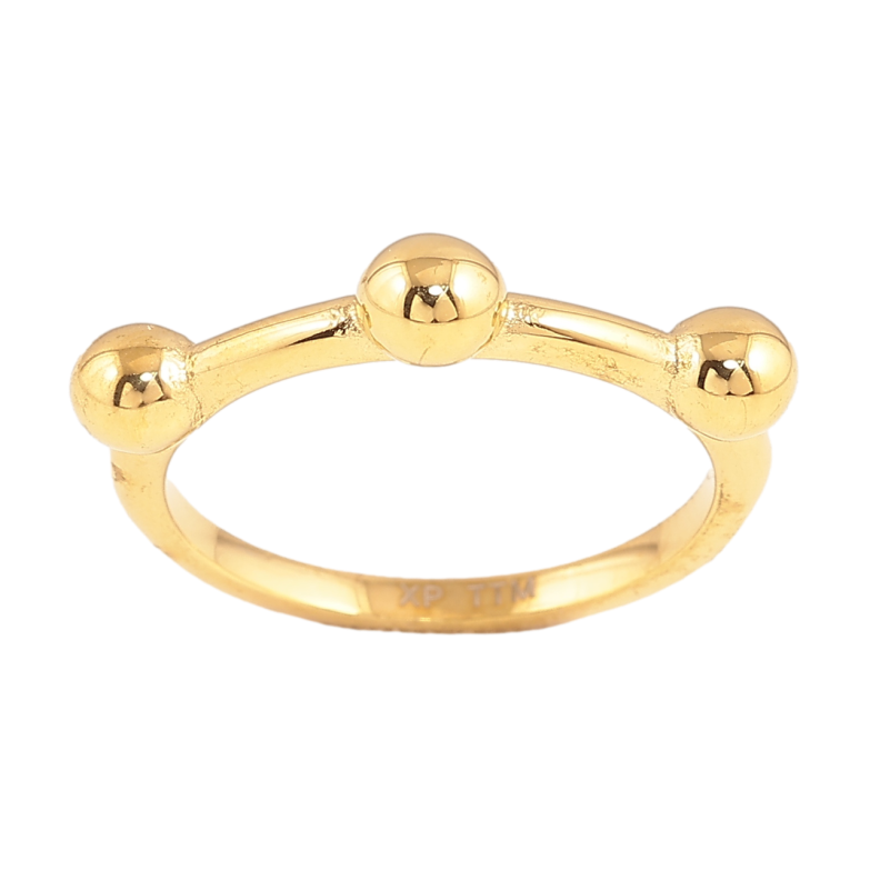 Каблучка Xuping TTM Stainless Steel Колір 14К «Три кульки» фото №4