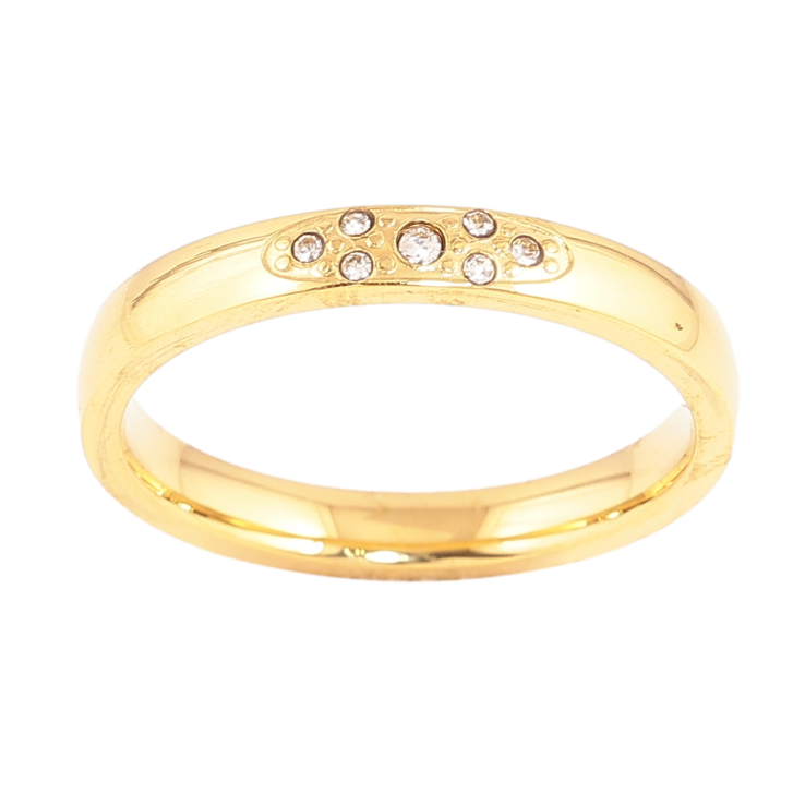 Каблучка Xuping TTM Stainless Steel Колір 14К Візерунок з кристалами, шир. 3мм фото №17