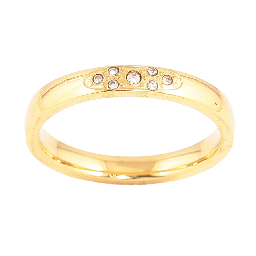 Каблучка Xuping TTM Stainless Steel Колір 14К Візерунок з кристалами, шир. 3мм фото №1