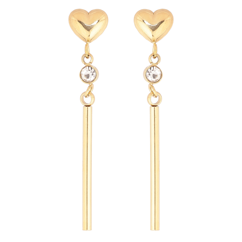 Серьги Xuping TTM Stainless Steel цвет 14К пусеты Сердечки с подвесками фото №1