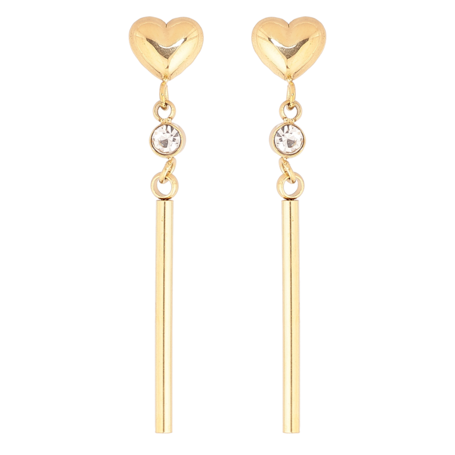 Сережки Xuping TTM Stainless Steel колір 14К пусети «Сердечка з підвісками» фото №1