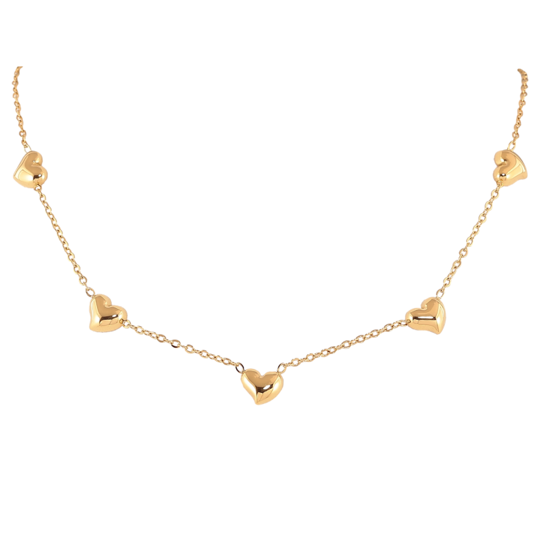 Подвеска на цепочке Xuping ТТМ Stainless Steel цвет 14К Сердечки длинна 41-46см х 2мм фото №1 Подвеска на цепочке Xuping ТТМ Stainless Steel цвет 14К Сердечки длинна 41-46см х 2мм фото №1