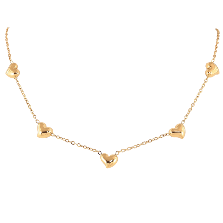 Підвіска на ланцюжку Xuping ТТМ Stainless Steel колір 14К «Сердечка» довжина 41-46см х 2мм фото №1 Підвіска на ланцюжку Xuping ТТМ Stainless Steel колір 14К «Сердечка» довжина 41-46см х 2мм фото №1