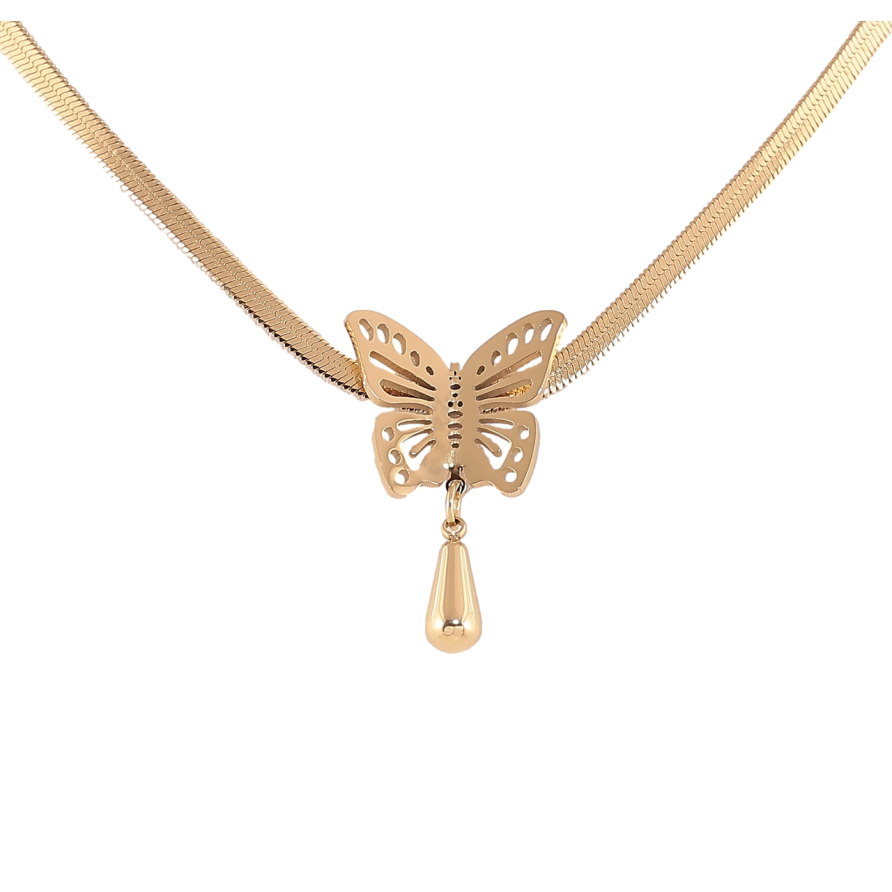 Підвіска на ланцюжку Xuping ТТМ Stainless Steel колір 14К «Метелик» довжина 45,5-50,5 см х 3мм фото №1