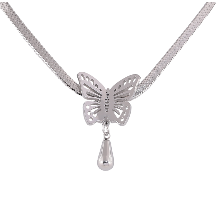 Підвіска на ланцюжку Xuping ТТМ Stainless Steel колір Родій «Метелик» довжина 45-50см х 3мм фото №12