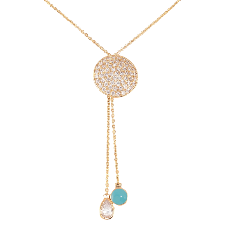 Кулон на цепочке Xuping Позолота 18K Круг с инкрустацией кристаллами и подвесками длинна 39см х 1,5мм фото №7