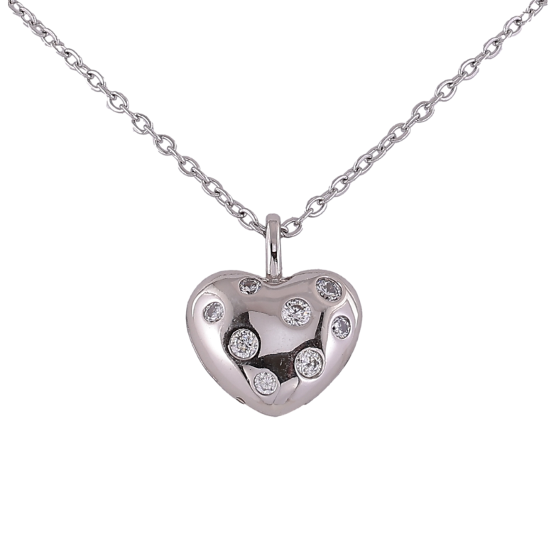 Підвіска на ланцюжку Xuping Родій «Сердечко з кристалами» розмір 41-46см х 2мм фото №1