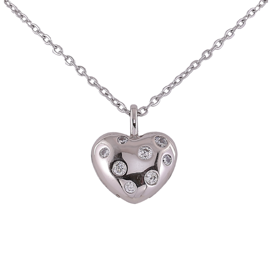 Подвеска на цепочке Xuping Родий Сердечко с кристаллами размер 41-46см х 2мм фото №1