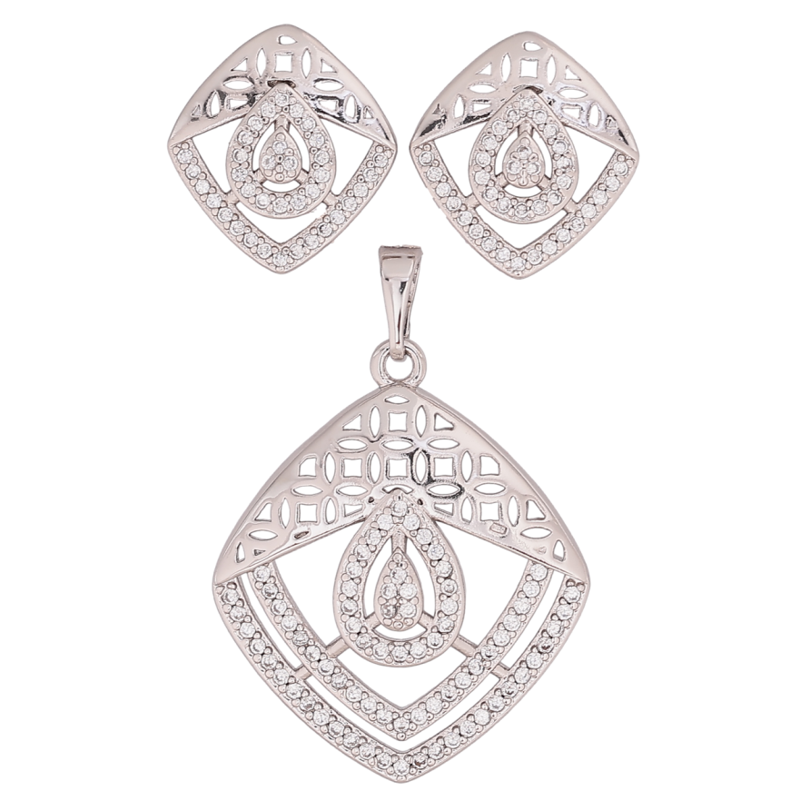 Набор Xuping Родий Серьги Кулон Резной узор с кристаллами фото №1