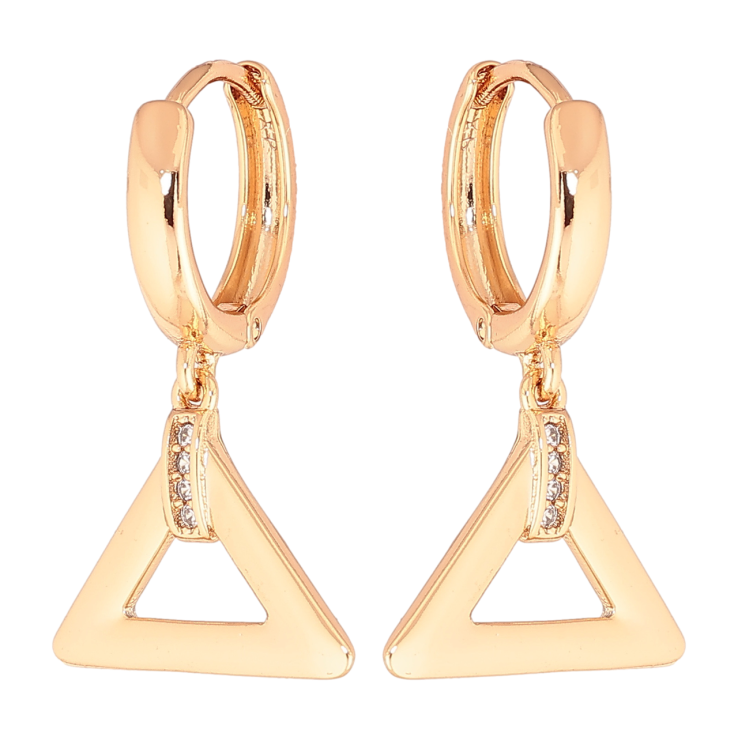 Сережки Xuping Позолота 18K підвіски на колечках «Трикутники» фото №7