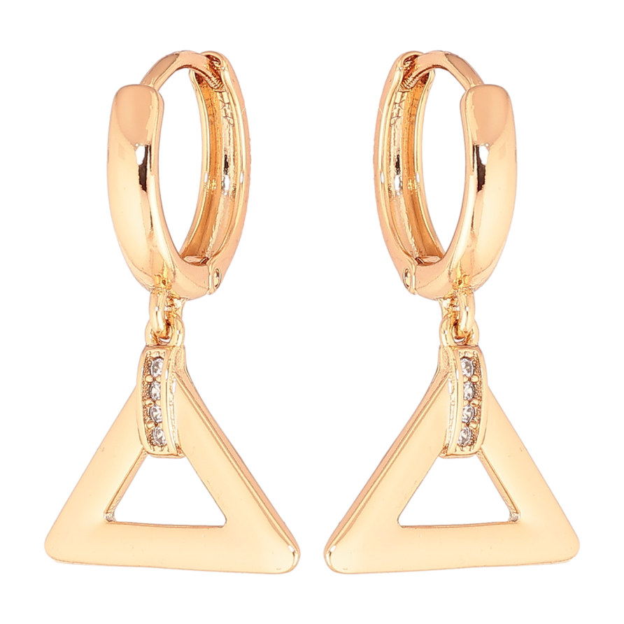 Серьги Xuping Позолота 18K подвески на колечках Треугольники фото №1