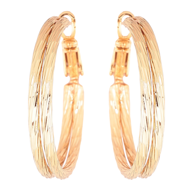 Серьги Xuping Позолота 18K кольца (конго) Двойные с узором ø 3см фото №16