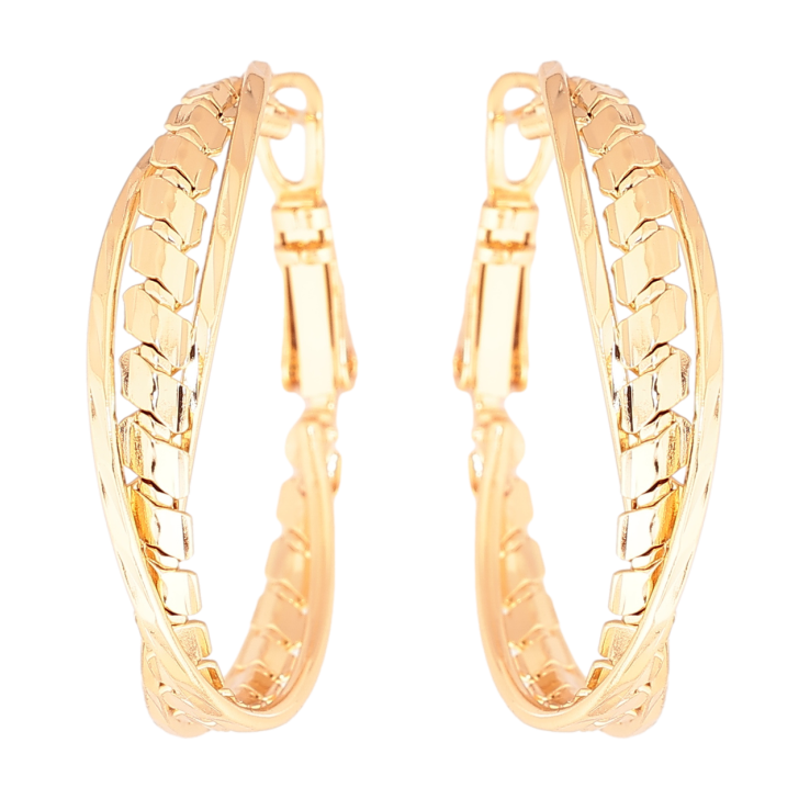 Сережки Xuping Позолота 18K кільця (конго) «Декоративний візерунок» ø 3см фото №25