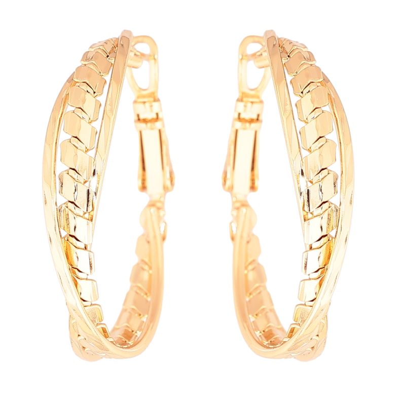 Серьги Xuping Позолота 18K кольца (конго) Декоративный узор ø 3см фото №1