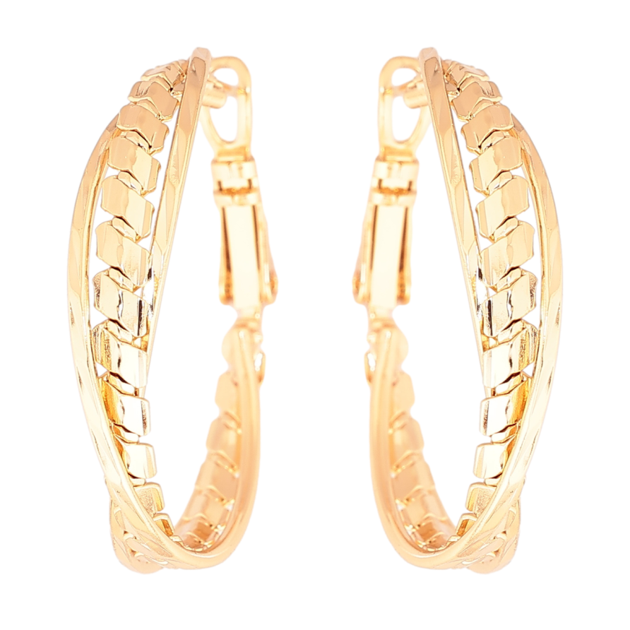 Сережки Xuping Позолота 18K кільця (конго) «Декоративний візерунок» ø 3см фото №1