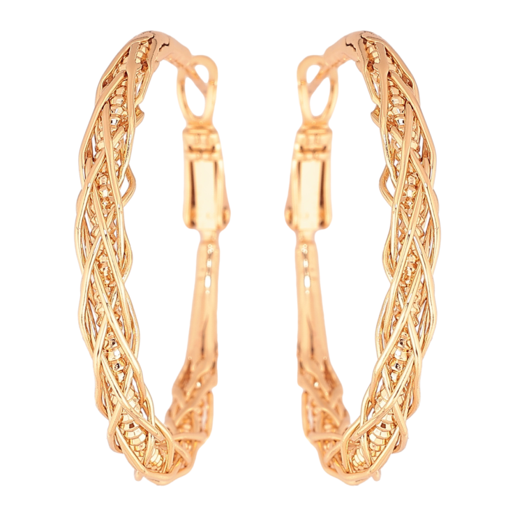 Серьги Xuping Позолота 18K кольца (конго) Декоративный узор ø 3,5см фото №20