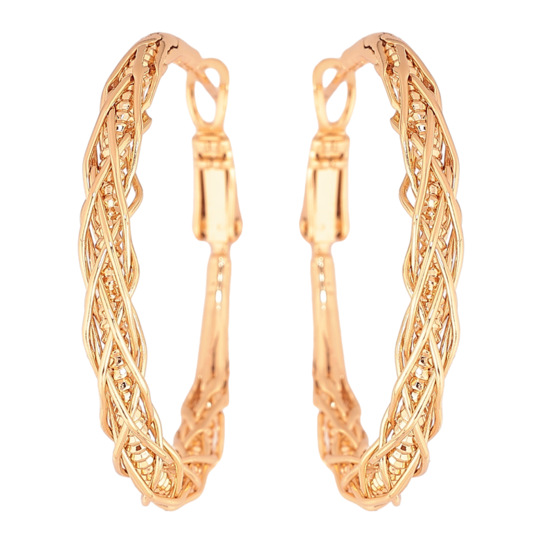 Серьги Xuping Позолота 18K кольца (конго) Декоративный узор ø 3,5см фото №1