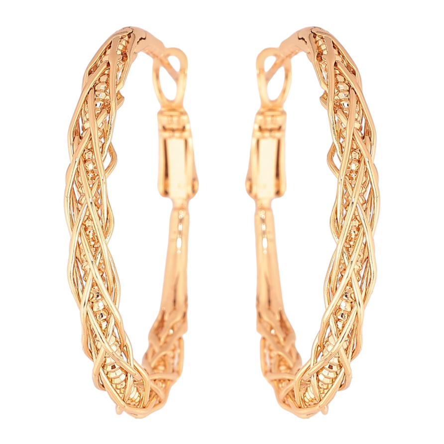 Серьги Xuping Позолота 18K кольца (конго) Декоративный узор ø 3,5см фото №1