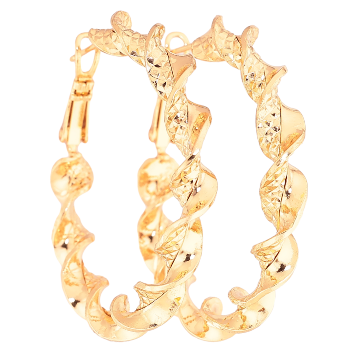 Сережки Xuping Позолота 18K кільця (конго) «Декоративний візерунок» ø 4см фото №23