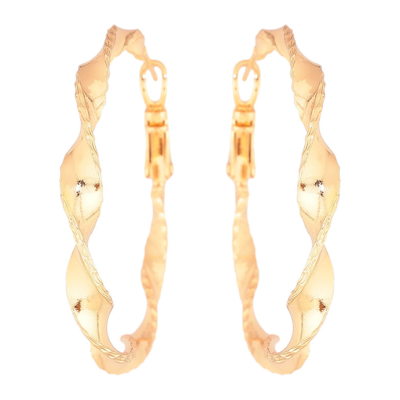 Серьги Xuping Позолота 18K кольца (конго) Декоративный узор ø 4см фото №5