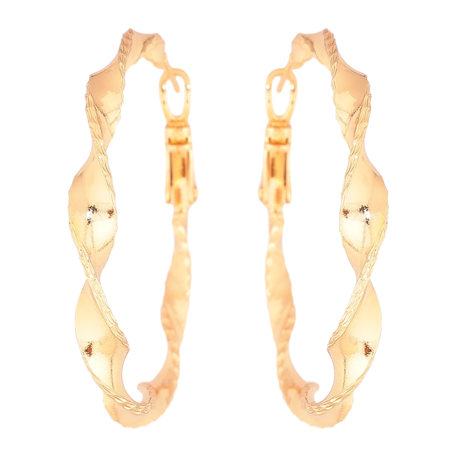 Сережки Xuping Позолота 18K кільця (конго) «Декоративний візерунок» ø 4см фото №1