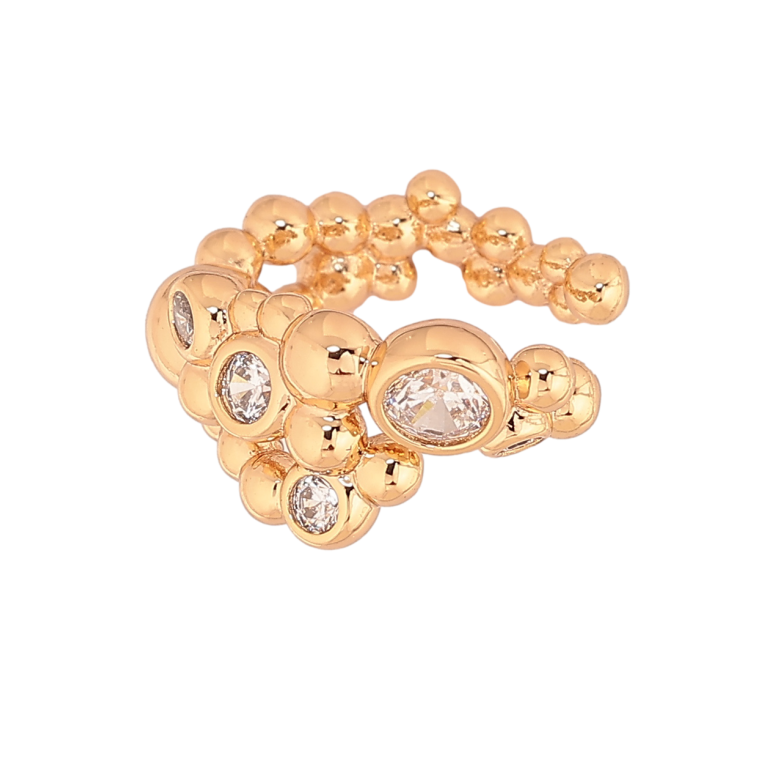 Сережки Xuping Позолота 18K моно-кафа «Візерунок з кристалами» фото №1 Сережки Xuping Позолота 18K моно-кафа «Візерунок з кристалами» фото №1