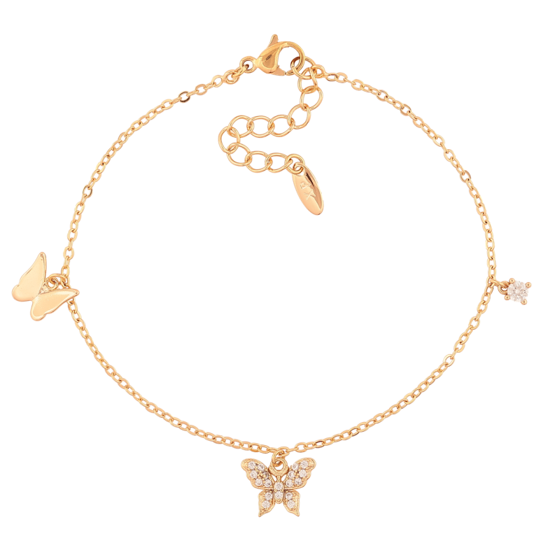 Браслет Xuping Позолота 18K «Ланцюжок з метеликами» розмір з додатковим ланцюжком 18-21см х 1,5мм фото №3