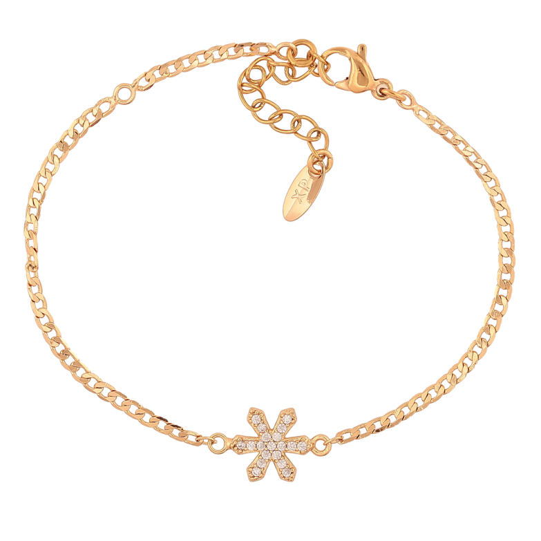 Браслет Xuping Позолота 18K «Ланцюжок з вставкою сніжинка» розмір з додатковим ланцюжком 14-19см х 2мм фото №1 Браслет Xuping Позолота 18K «Ланцюжок з вставкою сніжинка» розмір з додатковим ланцюжком 14-19см х 2мм фото №1