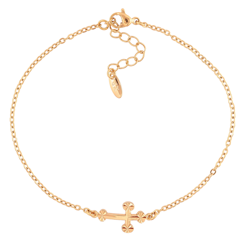 Браслет Xuping Позолота 18K «Ланцюжок з хрестиком» розмір з додатковим ланцюжком 20-23см х 2мм фото №1