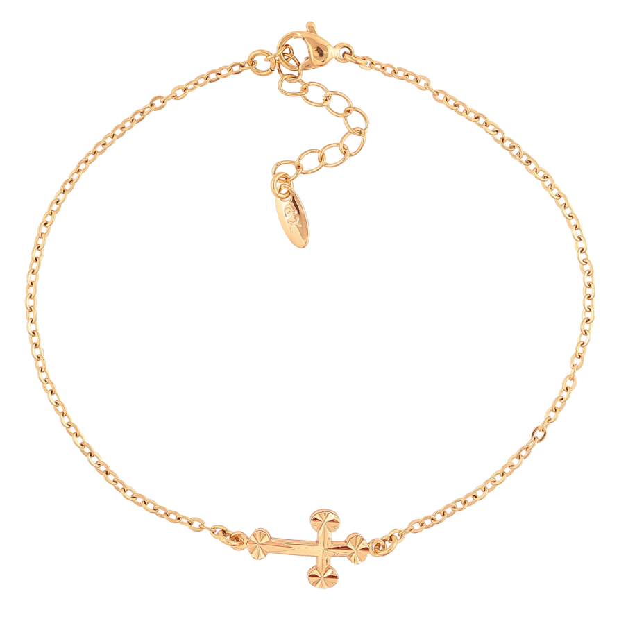 Браслет Xuping Позолота 18K «Ланцюжок з хрестиком» розмір з додатковим ланцюжком 20-23см х 2мм фото №1