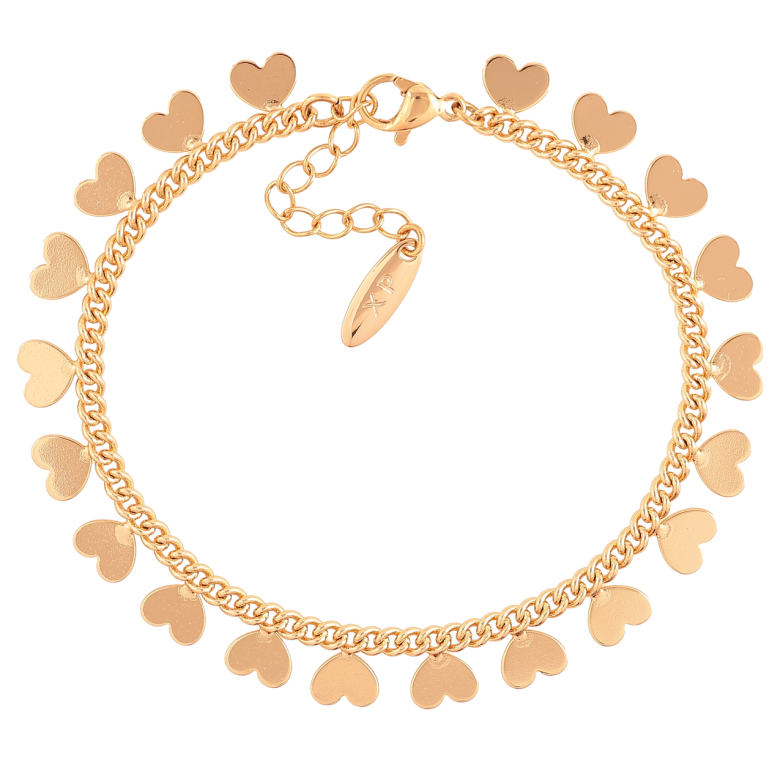 Браслет Xuping Позолота 18K «Ланцюжок з сердечками» розмір з додатковим ланцюжком 17-20см х 8мм фото №1