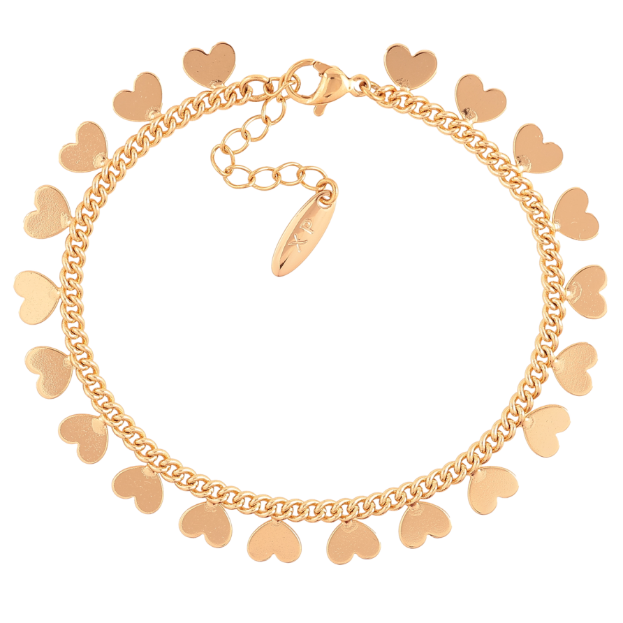 Браслет Xuping Позолота 18K «Ланцюжок з сердечками» розмір з додатковим ланцюжком 17-20см х 8мм фото №1