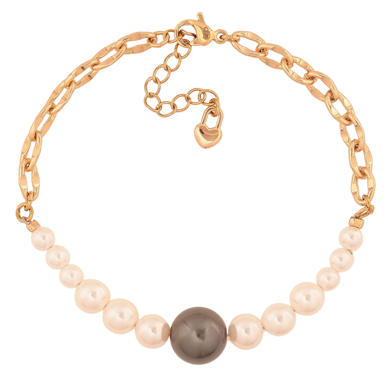 Браслет Xuping Позолота 18K «Ланцюжок з перлинними намистинами» розмір з додатковим ланцюжком 17,5-20,5 см х 4-10 мм фото №3