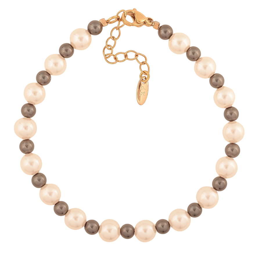 Браслет Xuping Позолота 18K «Чорно-білі намистини» розмір з додатковим ланцюжком 18-21см х 4-6мм фото №1