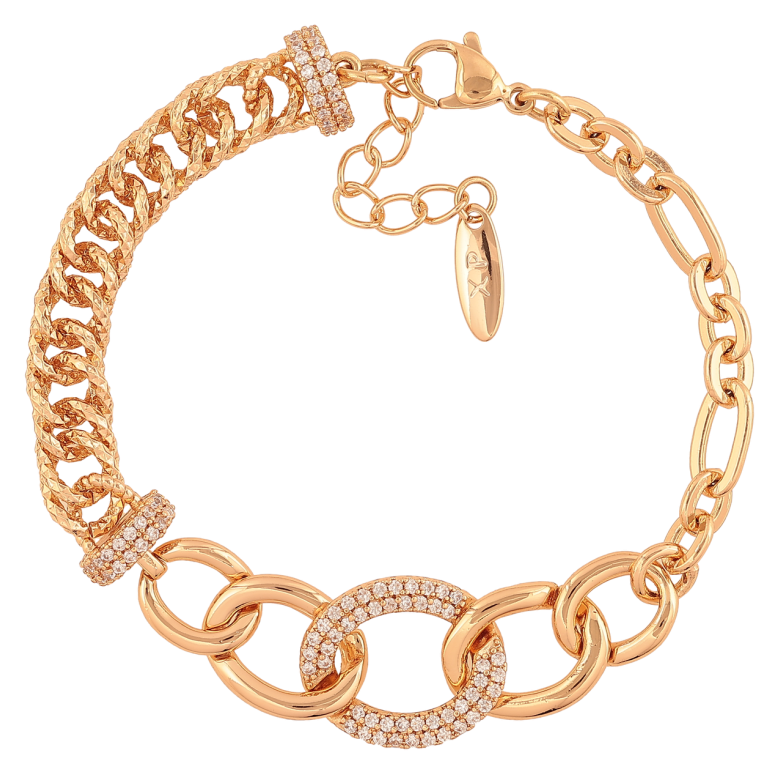 Браслет Xuping Позолота 18K «Комбінований ланцюжок» розмір з додатковим ланцюжком 17,5-20,5 см х 5-15 мм фото №1