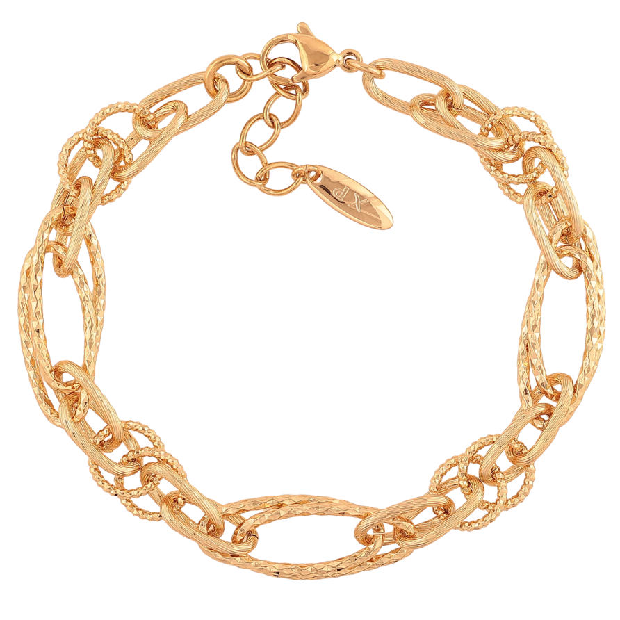 Браслет Xuping Позолота 18K «Ланцюжок Фантазійний» розмір з додатковим ланцюжком 18,5-21,5 см х 7-10 мм фото №1