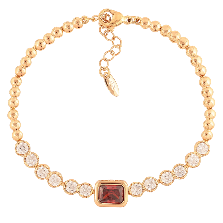 Браслет Xuping Позолота 18K Кристальная дорожка с красным кр-м размер с доп. цепочкой 17,5-20,5см х 3-8мм фото №1