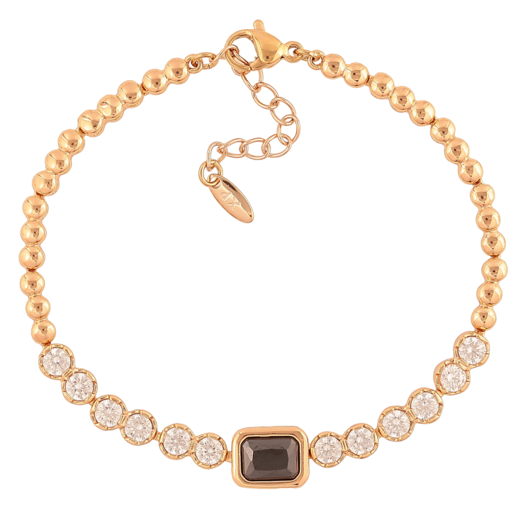 Браслет Xuping Позолота 18K «Кришталева доріжка з чорним кр-м» розмір з додатковим ланцюжком 17,5-20,5см х 3-8мм фото №17