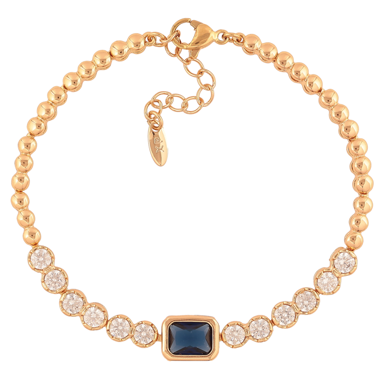 Браслет Xuping Позолота 18K «Кришталева доріжка з синім кр-м» розмір з додатковим ланцюжком 17,5-20,5см х 3-8мм фото №1