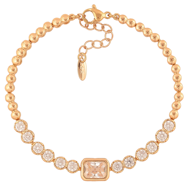 Браслет Xuping Позолота 18K Кристальная дорожка размер с доп. цепочкой 17,5-20,5см х 3-8мм фото №1