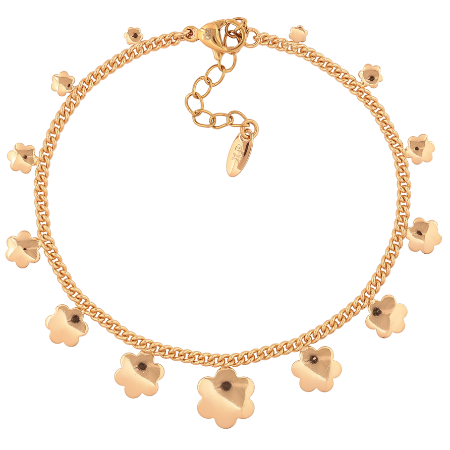 Браслет Xuping Позолота 18K «Ланцюжок з квіточками» розмір з додатковим ланцюжком 17,5-20,5 см х 2-12 мм фото №1