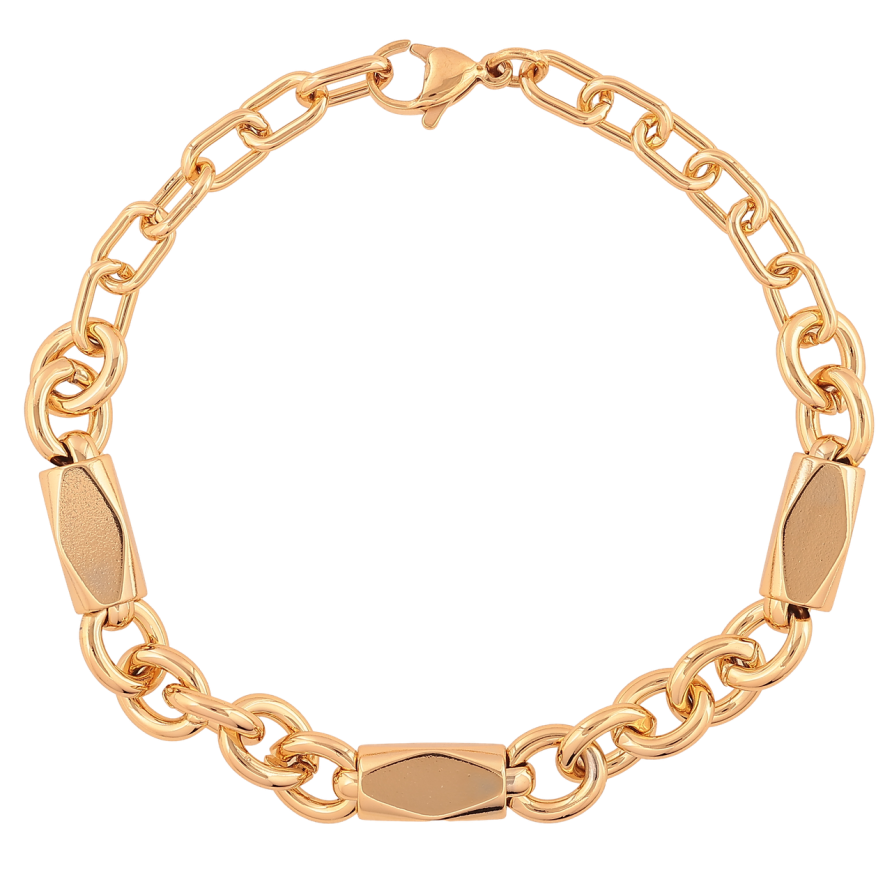 Браслет Xuping Позолота 18K «Ланцюжок з декоративними вставками» розмір 19,5см х 5-8мм фото №1