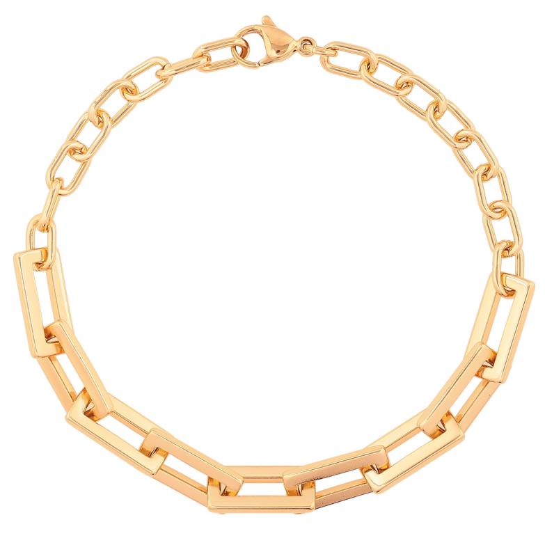 Браслет Xuping Позолота 18K «Ланцюжок Комбінований» розмір 20см х 5-7мм фото №4