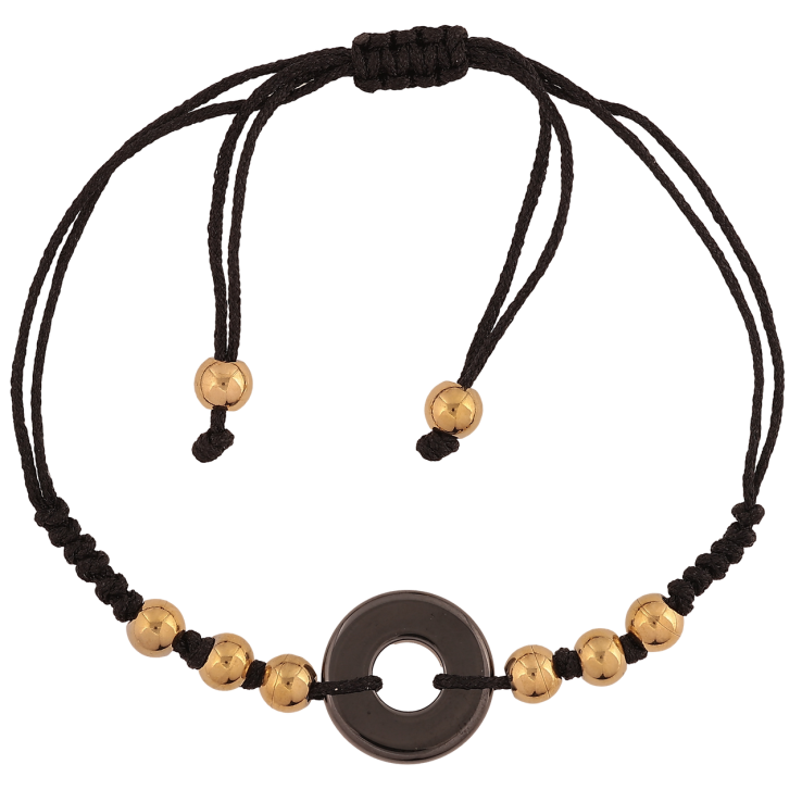 Браслет Xuping ТТМ Stainless Steel колір 14К Чорний шнур з керамічним кільцем на затяжці 12-25 см х 2-15 мм фото №9