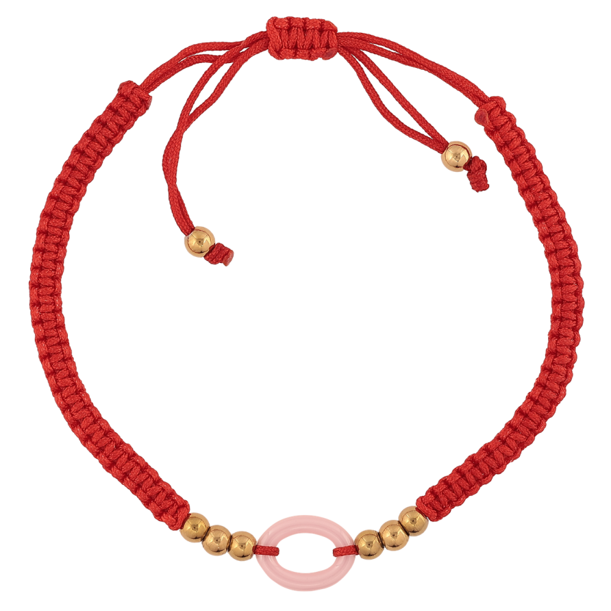 Браслет Xuping ТТМ Stainless Steel колір 14К «Червоний шнур з рожевим кільцем» затяжка 14-25м х 4-10мм фото №1 Браслет Xuping ТТМ Stainless Steel колір 14К «Червоний шнур з рожевим кільцем» затяжка 14-25м х 4-10мм фото №1