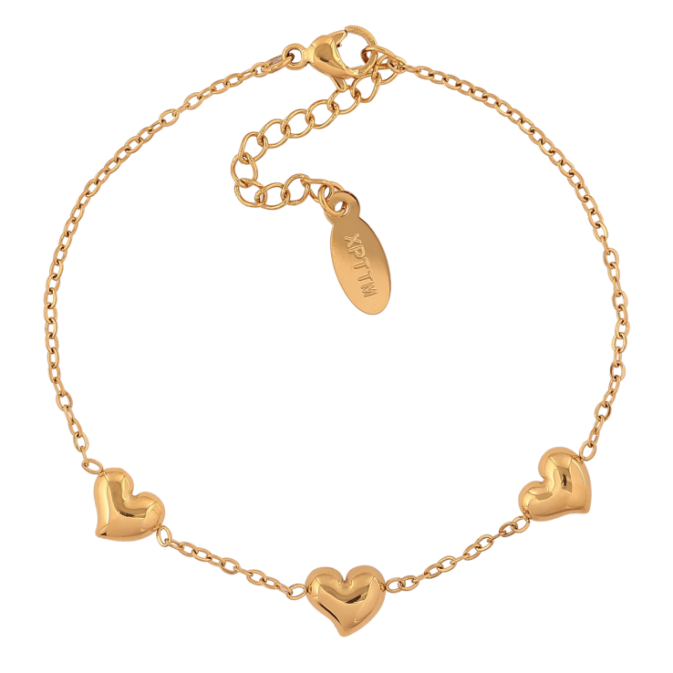 Браслет Xuping ТТМ Stainless Steel цвет 14К Цепочка с сердечками с доп.цеп 17-20см х 1,5-7мм фото №21